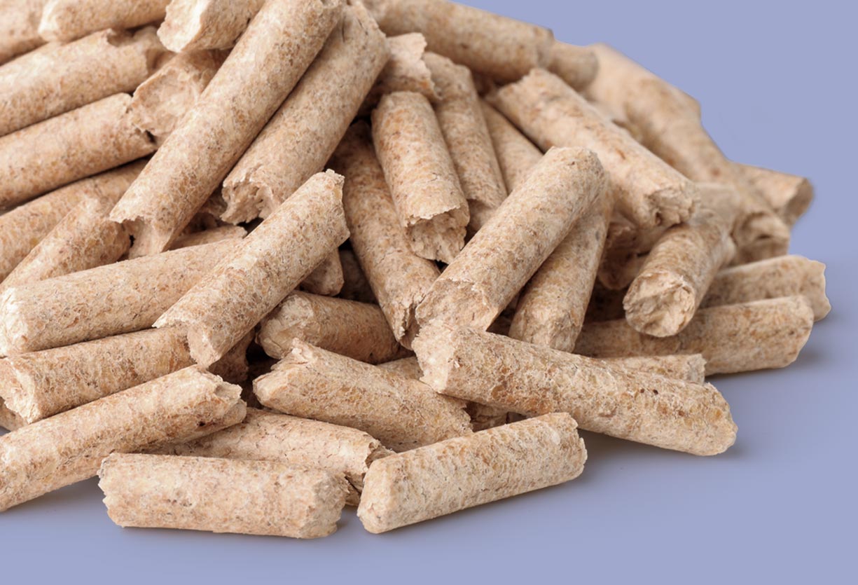 ein Haufen Holzpellets Nachaufnahme.